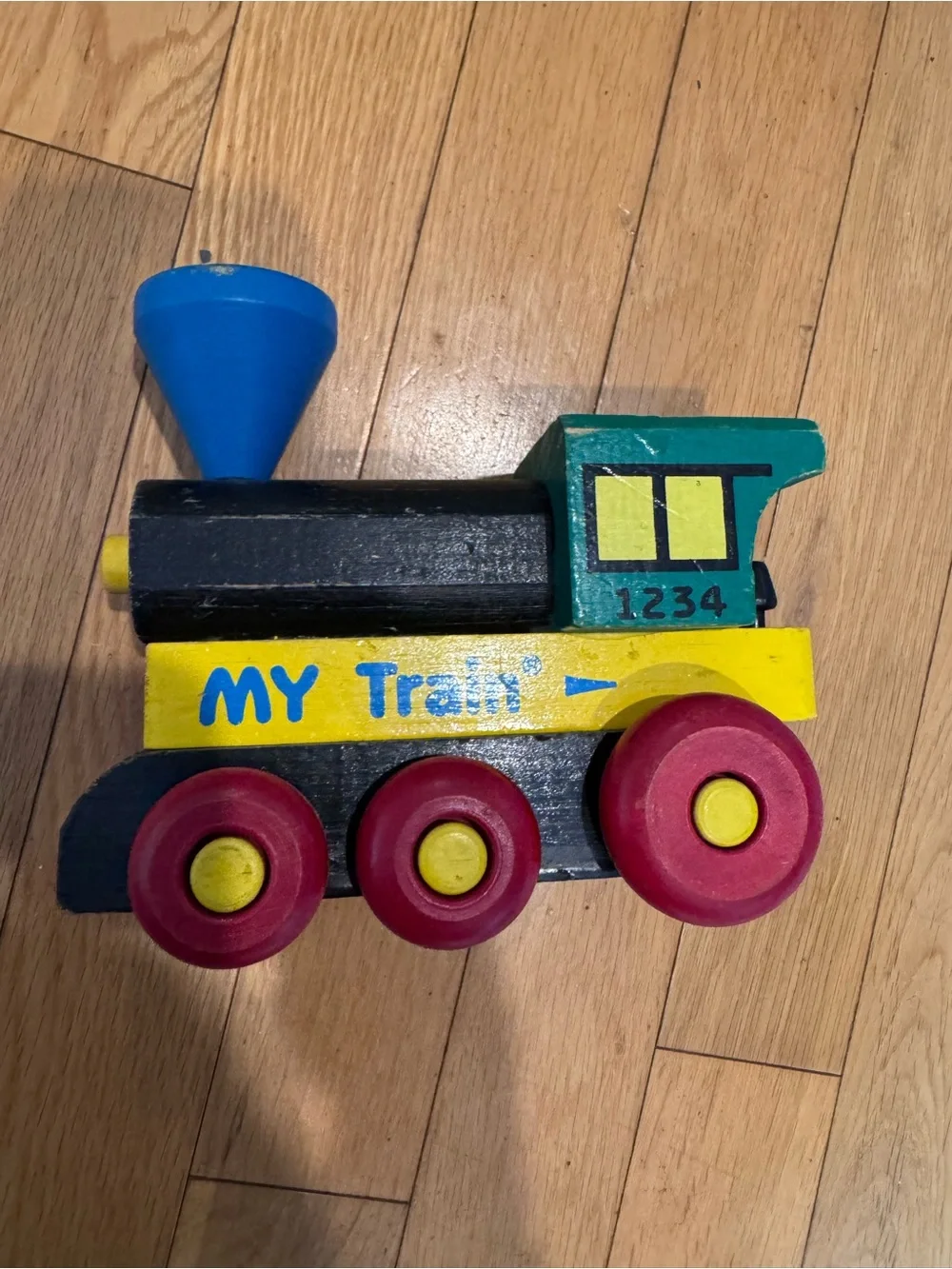 Vintage Montgomery Schoolhouse Wooden Locomotive My Train 1234 Vermont Toy